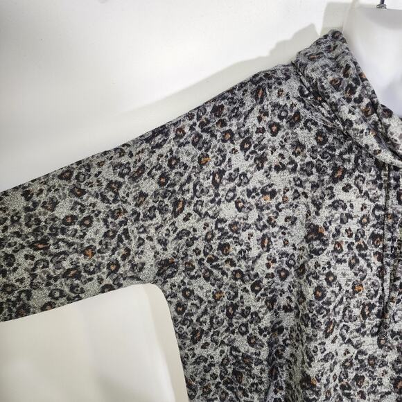 Maurices Women Sweater Size XXL Leopard Print Cowl Neck Drawstring Pullover Knit - Picture 6 of 11